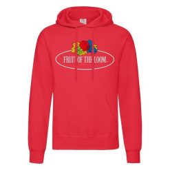 Damska Bluza Z Kapturem Z Nadrukiem Klasycznego Logo W Stylu Vintage. Czerwone bluzy damskie Fruit of the Loom, m, bez wzorów, z bawełny, z kapturem. Za 140.99 zł.