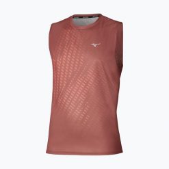 Koszulka do biegania męska Mizuno Core Graphic Sleeveless. Brązowe koszulki sportowe męskie Mizuno, m, bez wzorów, z materiału, bez kołnierzyka, bez ramiączek, do biegania. Za 149.99 zł.