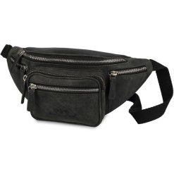Saszetka Nerka Skórzana Biodrówka Czarna Nubuk Premium Beltimore S08. Czarne saszetki męskie z bawełny, eleganckie, duże. Za 119.99 zł.