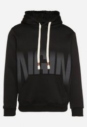 Czarna Bluza z Bawełną Kapturem i Napisem Arfilina. Czarne bluzy męskie Born2be, l, bez wzorów, z bawełny, z kapturem. Za 79.99 zł.