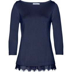 Sweter z koronkowymi wstawkami bonprix ciemnoniebieski. Niebieskie swetry damskie bonprix, bez wzorów, z koronki, bez kołnierzyka, bez ramiączek, bez kaptura. Za 44.99 zł.