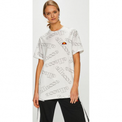 Ellesse - Top. Szare topy damskie Ellesse, z bawełny, z okrągłym kołnierzem, z krótkim rękawem. W wyprzedaży za 99.90 zł.
