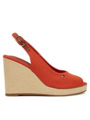 Tommy Hilfiger Espadryle Flag High Wedge Espad Slingback FW0FW08597 Pomarańczowy. Brązowe sandały damskie Tommy Hilfiger, bez wzorów, z materiału, bez obcasa, bez zapięcia. Za 229.99 zł.