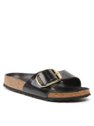 Birkenstock Klapki Madrid 1022650 Czarny. Czarne klapki damskie Birkenstock, bez wzorów, z lakierowanej skóry, bez obcasa. Za 499.99 zł.