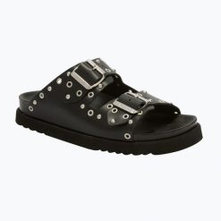 Klapki damskie Scholl Beatriz Ring Leather. Czarne klapki damskie Scholl, bez wzorów, z materiału, eleganckie, bez obcasa. Za 549.99 zł.