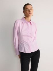 Koszula w prążek - wielobarwny. Koszule damskie Reserved, l, bez wzorów, z bawełny, bez kołnierzyka, bez ramiączek. W wyprzedaży za 59.99 zł.