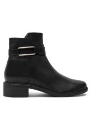 Clarks Botki Maye Bella 26179641 Czarny. Czarne botki damskie Clarks, ze skóry, bez obcasa, na płaskiej podeszwie, bez zapięcia. Za 419.99 zł.