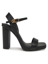 Tommy Hilfiger Sandały High Heel Leather Sandal FW0FW08534 Czarny. Czarne sandały damskie Tommy Hilfiger, bez wzorów, ze skóry, bez obcasa, na słupku, bez zapięcia. Za 319.99 zł.
