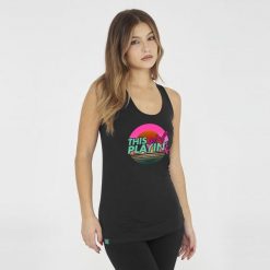 Koszulka na siłownię damska FEPLA czarna. Czarne koszulki sportowe damskie Legea, bez wzorów, z bawełny, bez kołnierzyka, bez ramiączek, na fitness i siłownię. Za 43.00 zł.