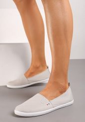Szare Klasyczne Wsuwane Tenisówki na Płaskiej Podeszwie Glariella. Szare trampki i tenisówki damskie Born2be, bez wzorów, z jeansu, eleganckie, bez zapięcia. Za 44.99 zł.