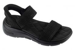 Sandały damskie, Slip-Ins: GO Walk Arch Fit 2.0 Sandal - Kennedy. Czarne sandały damskie Skechers, bez wzorów, z materiału, bez obcasa, bez zapięcia. Za 349.99 zł.