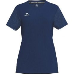 T-shirt Erima T&f Wings Function w kolorze niebieskim. Niebieskie koszulki sportowe damskie Erima, bez wzorów, z materiału, bez kołnierzyka, bez ramiączek, do biegania. Za 216.50 zł.