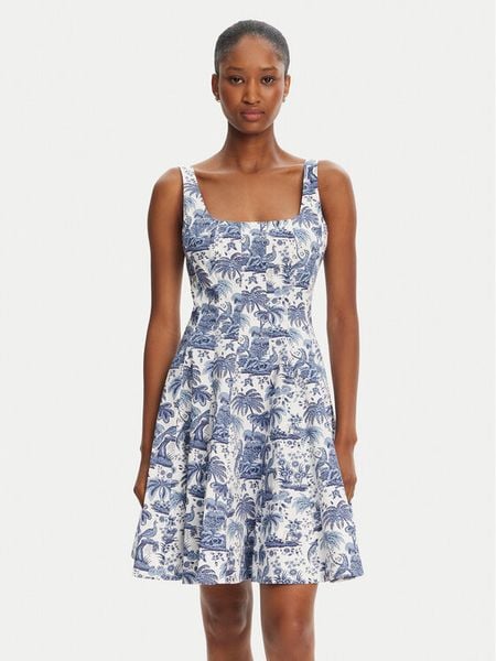 STAUD Sukienka letnia Wells 148-7502 Niebieski Regular Fit. Niebieskie sukienki damskie STAUD, na lato, bez wzorów, z bawełny, bez kołnierzyka, bez ramiączek. Za 1,109.00 zł.