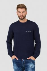 ARMANI EXCHANGE Granatowy sweter Jumpers. Niebieskie swetry przez głowę męskie Armani Exchange, l, bez wzorów, bez kołnierzyka. W wyprzedaży za 356.99 zł.