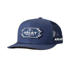 Czapka trucker z logo azteckim Ariat. Niebieskie czapki i kapelusze męskie Ariat, bez wzorów, sportowe. Za 221.00 zł.