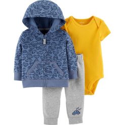 3-częściowy zestaw w kolorze niebiesko-szaro-żółtym. Bluzy dla niemowląt marki Carter´s. W wyprzedaży za 59.95 zł.
