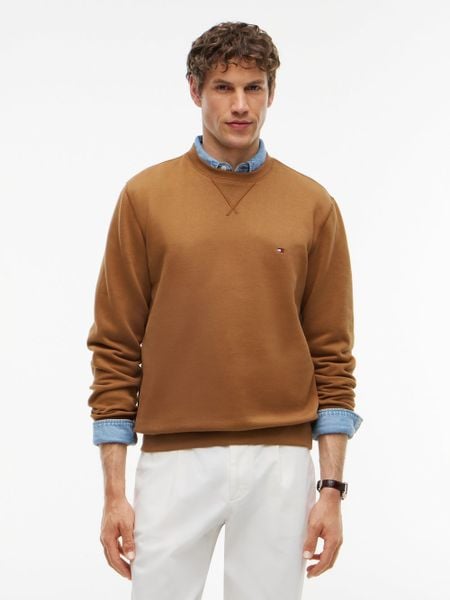 Tommy Hilfiger Bluza Mężczyźni Materiał dresowy brązowy, XXL. Brązowe bluzy męskie Tommy Hilfiger, m, bez wzorów, z dresówki, bez kaptura. Za 409.95 zł.