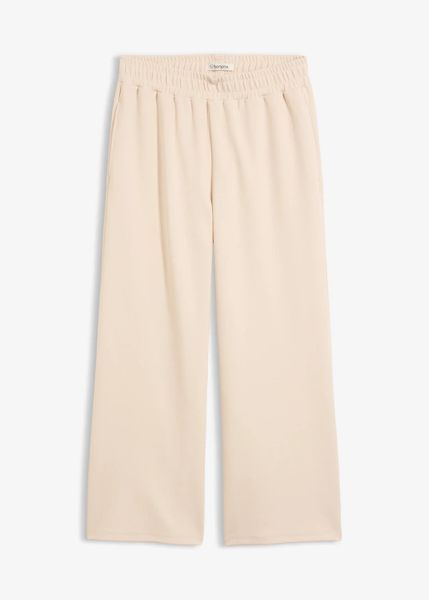 Spodnie culotte z piki. Brązowe spodnie materiałowe damskie bonprix, bez wzorów. Za 112.99 zł.