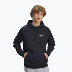 Bluza Under Armour Rival Fleece HBR Logo Hoodie. Czarne bluzy sportowe męskie Under Armour, bez wzorów, bez kaptura, na fitness i siłownię. Za 199.99 zł.