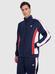 4F Bluza dresowa rozpinana bez kaptura męska - granatowa L. Niebieskie bluzy męskie 4f, l, bez wzorów, z dresówki, bez kaptura. W wyprzedaży za 119.99 zł.
