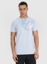 4F T-shirt regular z nadrukiem męski - niebieski XXL. Niebieskie koszulki sportowe męskie 4f, m, bez wzorów, z bawełny, klasyczne, bez kołnierzyka. Za 69.99 zł.
