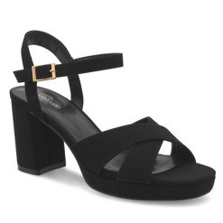 Sandały Jenny Fairy. Czarne klapki damskie Jenny Fairy, bez wzorów, bez obcasa, na słupku, bez zapięcia. Za 129.99 zł.