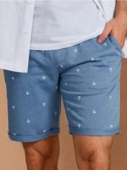 Szorty slim z wiązaniem w talii - błękitny. Niebieskie szorty męskie Sinsay, l, bez wzorów. Za 29.99 zł.