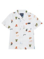 Guess Koszula N5GH05 WBHQ1 Biały Regular Fit. Białe koszule dla chłopców Guess, z aplikacjami, z bawełny, bez kołnierzyka, bez ramiączek. Za 109.99 zł.