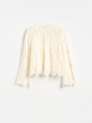 Bluzka z bawełną - złamana biel. Bluzki damskie Reserved, l, bez wzorów, z bawełny, bez kołnierzyka, bez ramiączek. Za 149.99 zł.