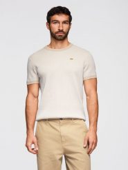 Męska bawełniana koszulka ze strukturalnej dzianiny - biała V1 - Rozmiar: XXL. Brązowe t-shirty męskie Ombre Clothing, m, bez wzorów, z bawełny, biznesowe, bez kołnierzyka. Za 209.99 zł.