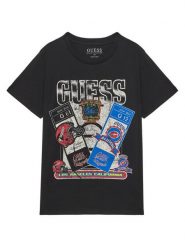 Guess T-Shirt L5YI10 K8HM4 Czarny Regular Fit. Czarne t-shirty dla chłopców Guess, z aplikacjami, z bawełny, bez ramiączek. Za 79.99 zł.