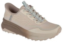 Buty sportowe Sneakersy damskie, Slip-Ins: Switch Back - Mist. Białe obuwie sportowe damskie Skechers, bez wzorów, z materiału, trekkingowe. Za 379.99 zł.