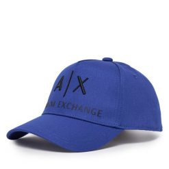 Czapka z daszkiem Armani Exchange. Niebieskie czapki i kapelusze damskie Armani Exchange, bez wzorów. Za 129.99 zł.