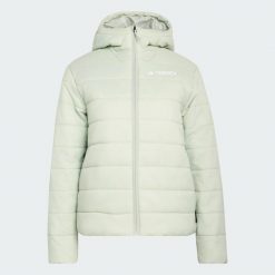 Kurtka z kapturem z ociepleniem Terrex Multi Essentials CLIMAWARM. Zielone kurtki damskie Adidas, uniwersalny, bez wzorów, z puchu, z kapturem. Za 439.00 zł.