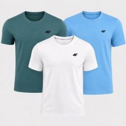 KOMPLET KOSZULEK MĘSKICH 4F ZESTAW 3PAK T-SHIRT SPORTOWY NA CO DZIEŃ. T-shirty męskie 4f, m, bez wzorów, z bawełny, sportowe, bez kołnierzyka. Za 117.00 zł.