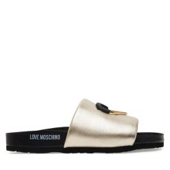 Klapki LOVE MOSCHINO. Żółte klapki damskie Love Moschino, bez wzorów, bez obcasa. Za 479.99 zł.