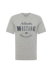 Męski T-Shirt Mustang Style Alex C Print Mid Grey Mélange 1012988 4140. Szare t-shirty męskie Mustang, l, bez wzorów, bez kołnierzyka. Za 79.99 zł.