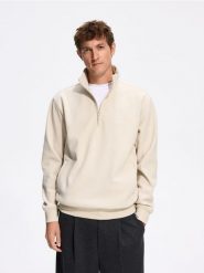 Bluza ze stójką - beżowy. Brązowe bluzy męskie Reserved, l, bez wzorów, z dzianiny, bez kaptura. Za 139.99 zł.
