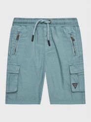 Guess Szorty materiałowe N2RD01 D3XN0 Niebieski Regular Fit. Niebieskie szorty dla chłopców Guess, z aplikacjami, z bawełny. Za 109.99 zł.