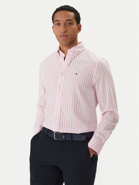 Tommy Hilfiger Koszula MW0MW42440 Różowy Regular Fit. Czerwone koszule męskie Tommy Hilfiger, m, bez wzorów, z bawełny, bez kołnierzyka, bez ramiączek. Za 213.99 zł.