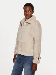 TWINSET Kożuch 242TP2380 Beżowy Regular Fit. Brązowe płaszcze damskie Twinset, bez wzorów, z syntetyku, bez kaptura. Za 1,699.00 zł.