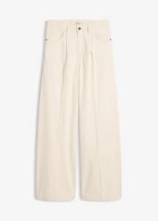 Jeansy super wide leg palazzo, mid waist. Niebieskie jeansy damskie bonprix. Za 147.99 zł.
