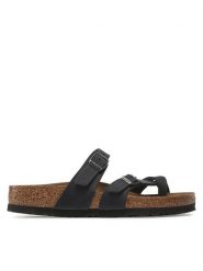 Birkenstock Japonki Mayari 0171481 Czarny. Czarne klapki damskie Birkenstock, bez wzorów, z nubiku, bez obcasa. Za 399.99 zł.