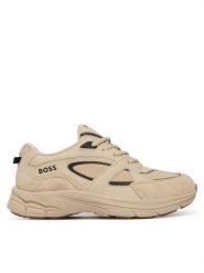 BOSS Sneakersy J53241 S Beżowy. Brązowe buty sportowe chłopięce Boss, bez wzorów, ze skóry, bez zapięcia. Za 460.99 zł.