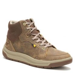 Trzewiki CAT Footwear. Brązowe botki męskie CAT Footwear, bez wzorów, bez zapięcia. Za 539.99 zł.