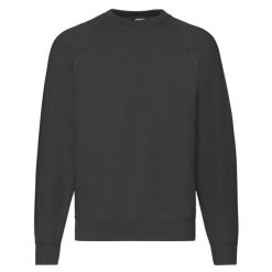 Klasyczna Bluza Raglanowa Unisex Dla Dorosłych. Czarne bluzy męskie Fruit of the Loom, m, bez wzorów, bez kaptura. Za 79.99 zł.