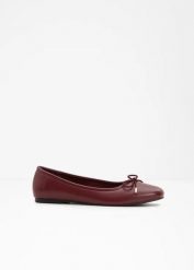 Baleriny z kokardką. Czerwone baleriny damskie bonprix, bez wzorów, eleganckie, bez obcasa. Za 77.99 zł.
