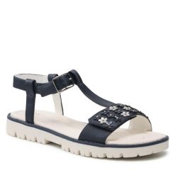 Sandały Geox. Niebieskie sandały dziewczęce Geox, bez zapięcia. Za 309.99 zł.