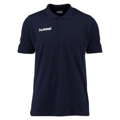 KOSZULKA Sportowa MĘSKA HUMMEL CORE COTTON POLO. Niebieskie koszulki polo męskie Hummel, l, bez wzorów, z materiału, klasyczne, bez ramiączek. Za 74.00 zł.