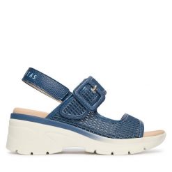 Sandały Hispanitas. Niebieskie sandały damskie Hispanitas, bez wzorów, bez obcasa, na płaskiej podeszwie, bez zapięcia. Za 609.99 zł.